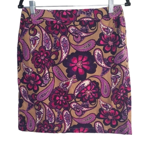 ANN TAYLOR Skirt Corduroy Floral Paisley Print  Women's‎ Size 4 - Picture 1 of 9